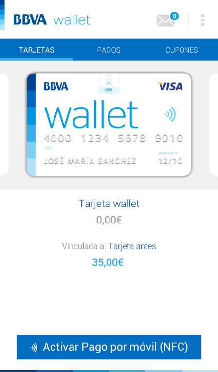 8BBVA Wallet App first version screenshots
